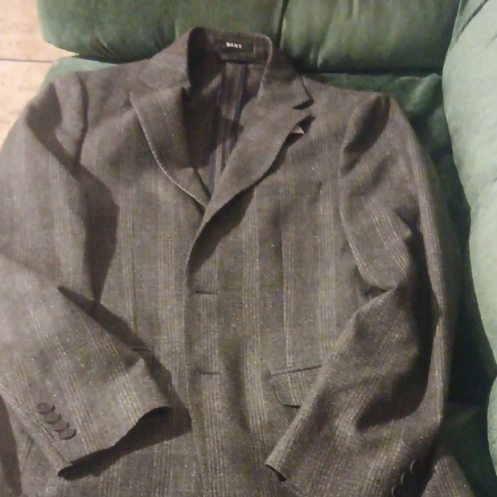DKNY Gray Sport Coat Classic Single-Breasted Blazer
